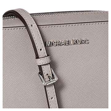 Michael Kors Jet Set Item Large East West Saffiano Leather Cross-body - 2019 Style 35T8GTTC9L (Pearl Grey)