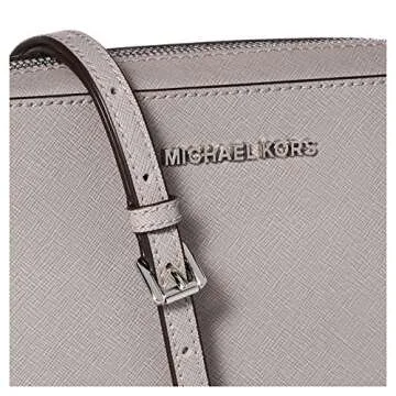 Michael Kors Jet Set Item Large East West Saffiano Leather Cross-body - 2019 Style 35T8GTTC9L (Pearl Grey)