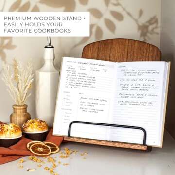 Beautiful Cookbook Stand for Your Kitchen Counter - Solid Wood Stand Easily Keeps Cook or Recipe Boo...