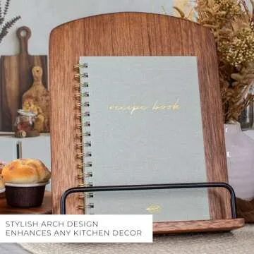 Beautiful Cookbook Stand for Your Kitchen Counter - Solid Wood Stand Easily Keeps Cook or Recipe Books Open for Convenient Cooking - Perfectly Fits Your iPad/Tablet and Enhances Any Kitchen Decor