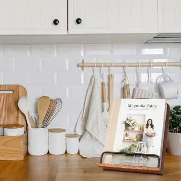 Beautiful Cookbook Stand for Your Kitchen Counter - Solid Wood Stand Easily Keeps Cook or Recipe Books Open for Convenient Cooking - Perfectly Fits Your iPad/Tablet and Enhances Any Kitchen Decor
