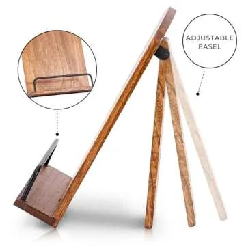 Beautiful Cookbook Stand for Your Kitchen Counter - Solid Wood Stand Easily Keeps Cook or Recipe Books Open for Convenient Cooking - Perfectly Fits Your iPad/Tablet and Enhances Any Kitchen Decor