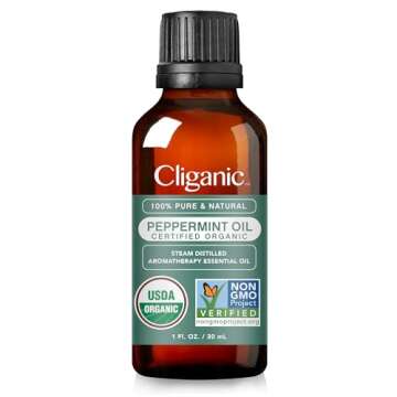 Cliganic Organic Peppermint Essential Oil, 1oz - 100% Pure Natural Undiluted, for Aromatherapy | Non-GMO Verified (Packaging May Vary)