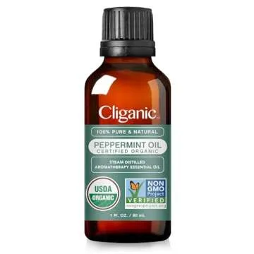 Cliganic Organic Peppermint Essential Oil, 1oz - 100% Pure Natural Undiluted, for Aromatherapy | Non-GMO Verified (Packaging May Vary)