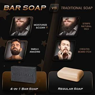 Bossman Men's 4-in-1 Bar Soap for Beard, Hair, Body Care - 4 oz