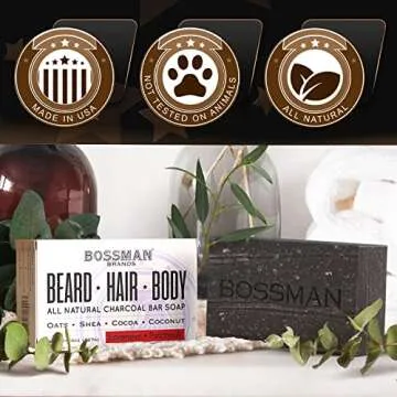 Bossman Men's 4-in-1 Organic Bar Soap for Grooming