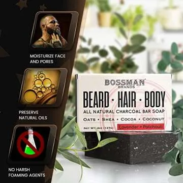 Bossman Men's 4-in-1 Organic Bar Soap for Grooming
