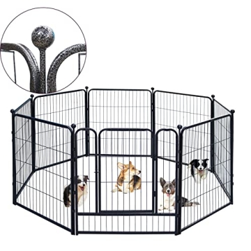 Dog Playpen, 24/32/40 Inch Height in Heavy Duty, Folding Indoor Outdoor Dog Exercise Fence, Portable...