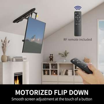 VIVO Electric Ceiling TV Mount for 32 to 70 inch Screens, Large Flip Down Motorized Pitched Roof VESA Mount, Master Pack, Black, MOUNT-E-FD70