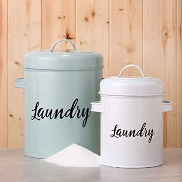 Amici Home Launderette Metal Canister | Laundry Detergent Storage Tin | 104 Ounce Capacity | Farmhou...