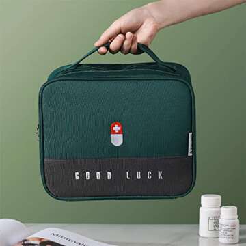 paerma Empty First Aid Bags Travel Medical Supplies Cosmetic Organizer Insulated Medicine Bag Convenient Safety Kit Suit for Family Outdoors Hiking Camping Car Office Workplace,Green(Mom Son Bag)