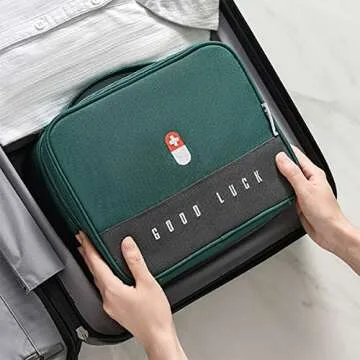 paerma Empty First Aid Bags Travel Medical Supplies Cosmetic Organizer Insulated Medicine Bag Convenient Safety Kit Suit for Family Outdoors Hiking Camping Car Office Workplace,Green(Mom Son Bag)