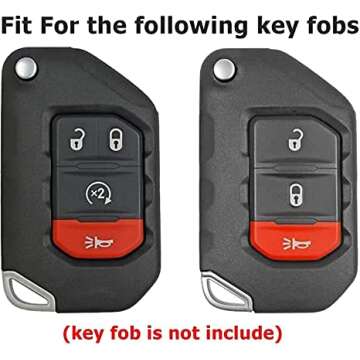 Autophone Compatible with Jeep Key Fob Cover With Leather Keychain Soft TPU Protection Key Case for ...