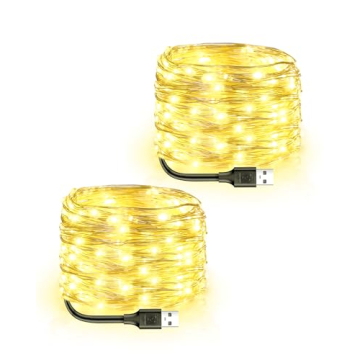 Blingstar USB Powered 33ft 100 LED Fairy Lights - 2 Pack for Christmas & Décor