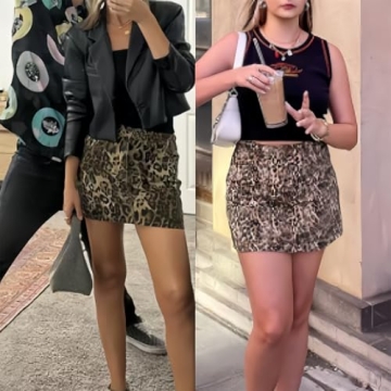 Hesaco Leopard Print Denim Skirt for Stylish Women