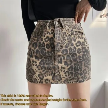 Hesaco Leopard Print Denim Skirt for Stylish Women