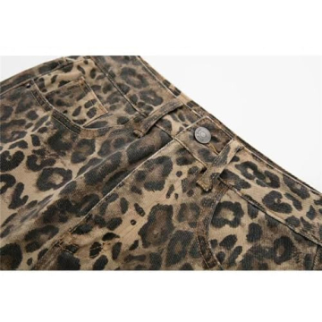 Hesaco Leopard Print Denim Skirt for Stylish Women