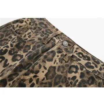Hesaco Leopard Print Denim Skirt for Stylish Women