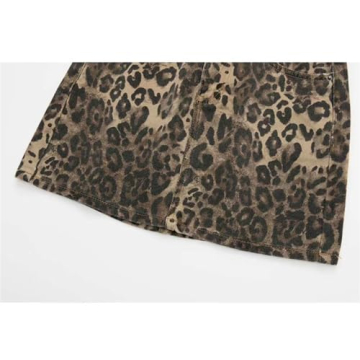 Hesaco Leopard Print Denim Skirt for Stylish Women