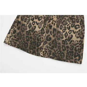 Hesaco Leopard Print Denim Skirt for Stylish Women