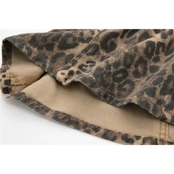Hesaco Leopard Print Denim Skirt for Stylish Women