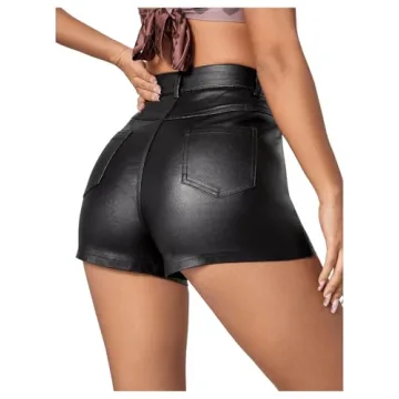 Stylish High Waisted Leather Look Shorts for Women
