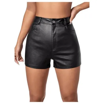 Stylish High Waisted Leather Look Shorts for Women