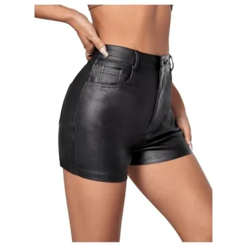 Stylish High Waisted Leather Look Shorts for Women