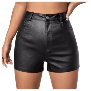 Stylish High Waisted Leather Look Shorts for Women