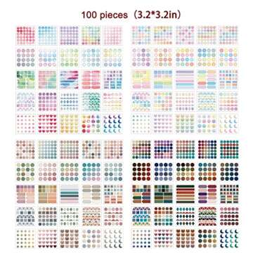 PUDIS 100 Sheet Washi Dots Stickers Scrapbook Stickers Colorful Decorative Journal Sticker Decoration Labels for DIY Journal Planner Scrapbooking Album Journal Supplies (100 Sheets)