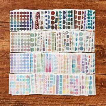 PUDIS 100 Sheet Washi Dots Stickers Scrapbook Stickers Colorful Decorative Journal Sticker Decoration Labels for DIY Journal Planner Scrapbooking Album Journal Supplies (100 Sheets)