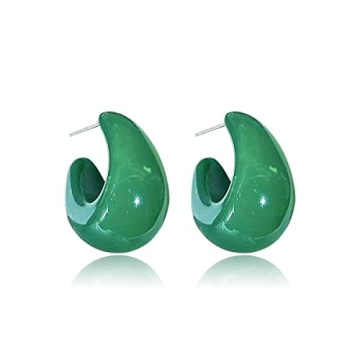 TUYRIEDSA Chunky Green Hoop Earrings for Women