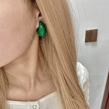 TUYRIEDSA Chunky Green Hoop Earrings for Women
