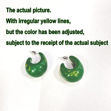 TUYRIEDSA Chunky Green Hoop Earrings for Women