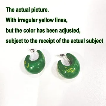 TUYRIEDSA Chunky Green Hoop Earrings for Women