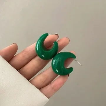 TUYRIEDSA Chunky Green Hoop Earrings for Women