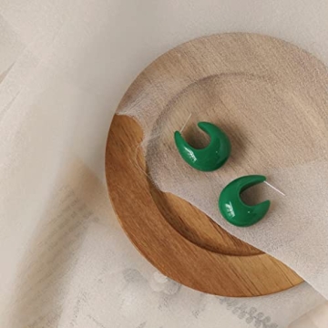 TUYRIEDSA Chunky Green Hoop Earrings for Women