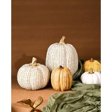 Elegant White and Gold Fall Pumpkins for Home Decor