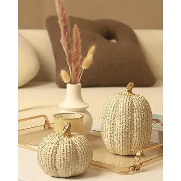 Elegant White and Gold Fall Pumpkins for Home Decor