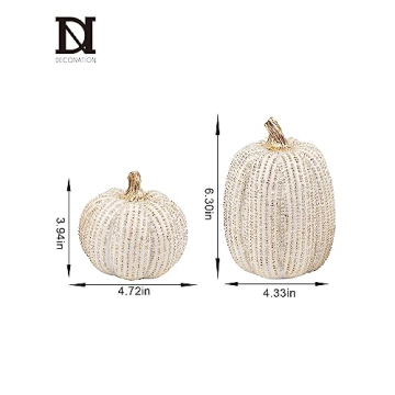 Elegant White and Gold Fall Pumpkins for Home Decor