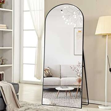 NeuType 71"x28" Full Length Mirror Large Mirror Full Length Arch Mirror Long Mirrors for Wall Tall Mirror Gym Mirrors for Home Gym Black Mirror Bathroom