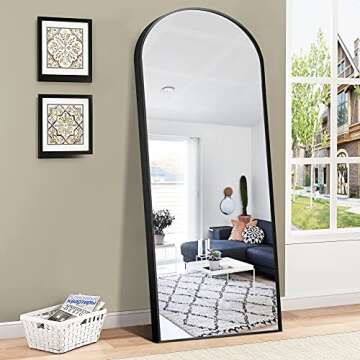 NeuType 71"x28" Full Length Mirror Large Mirror Full Length Arch Mirror Long Mirrors for Wall Tall Mirror Gym Mirrors for Home Gym Black Mirror Bathroom
