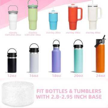 5PCS Shiny Covers Cap for Stanley Cup 30&40oz with Tumblers with 2PCS Silicone Boots, 10mm 0.4in Imitation Pearls Design White Straw Toppers and Bottles Bottom Anti-Slip Sleeve Accessories for Stanley