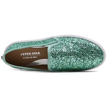 FEVERSOLE Women's Fashion Slip-On Sneaker Casual Flat Loafers Jade Green Size 8.5 M US