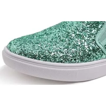 FEVERSOLE Women's Fashion Slip-On Sneaker Casual Flat Loafers Jade Green Size 8.5 M US