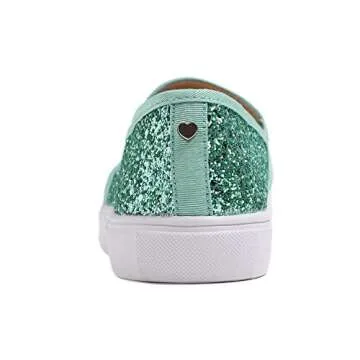 FEVERSOLE Women's Fashion Slip-On Sneaker Casual Flat Loafers Jade Green Size 8.5 M US