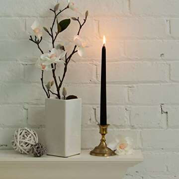 Unscented Black Taper Candles for Home – 10 Inch Tall Clean Burning Candlesticks | Perfect for Weddings, Parties, Home Décor | 12 Pack