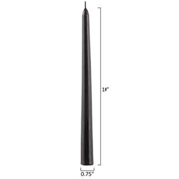 Unscented Black Taper Candles for Home – 10 Inch Tall Clean Burning Candlesticks | Perfect for Weddings, Parties, Home Décor | 12 Pack