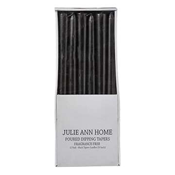 Unscented Black Taper Candles for Home – 10 Inch Tall Clean Burning Candlesticks | Perfect for Weddings, Parties, Home Décor | 12 Pack