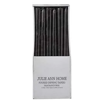 Unscented Black Taper Candles for Home – 10 Inch Tall Clean Burning Candlesticks | Perfect for Weddings, Parties, Home Décor | 12 Pack